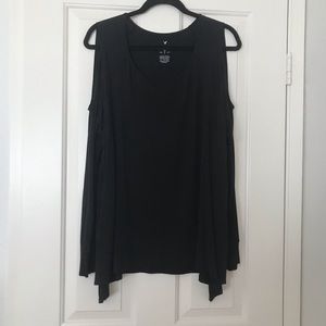 American Eagle Black Open Shoulder Long Sleeve Top